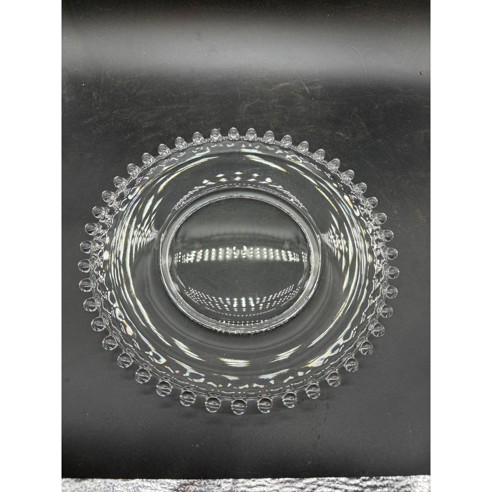 Vintage Clear Beaded Rim Glass Plate Candlewick Boopie Style 8.25 Inch